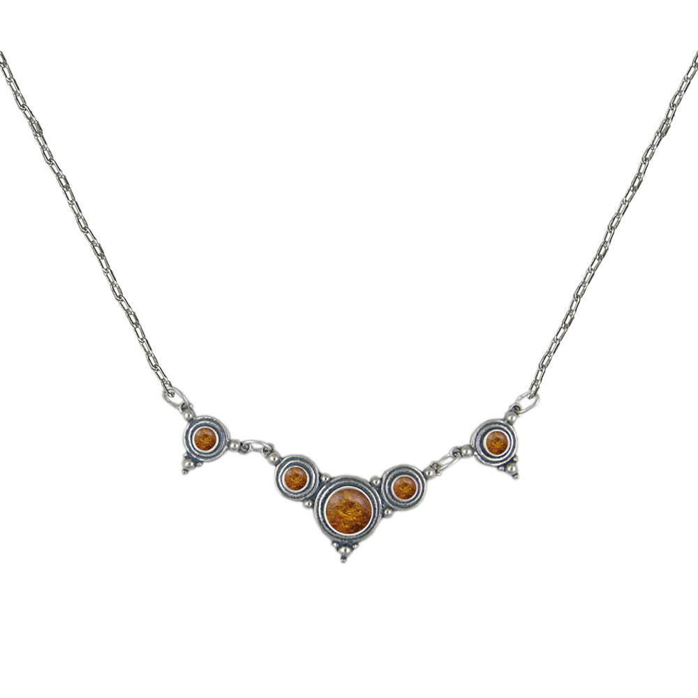 Sterling Silver Gemstone Necklace With Amber